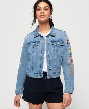 Superdry Denim Girlfriend Női Kabát Kék | XLTAS6452